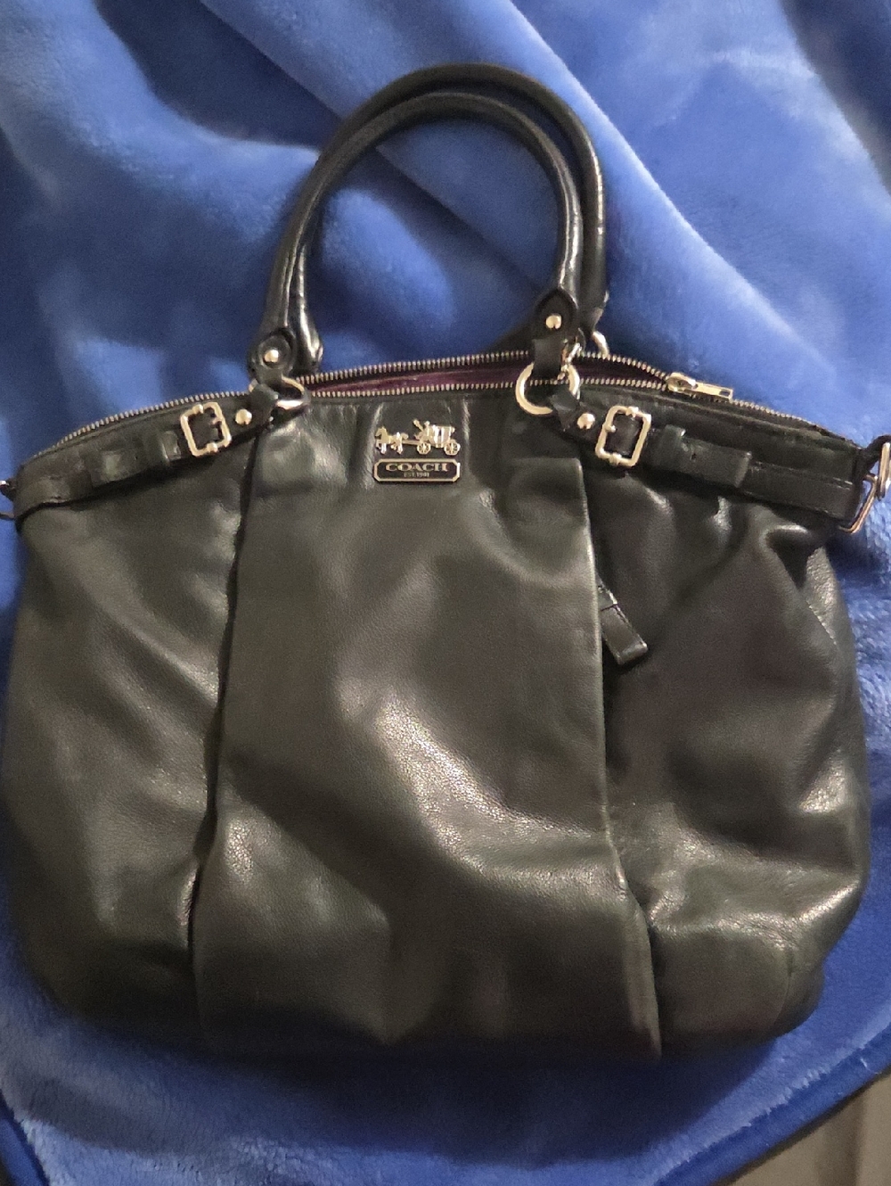 Coach Black Leather Satchel with Gold Hardware